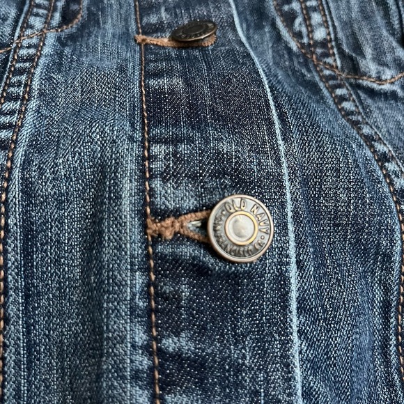 Old Navy jean jacket womens XS Trucker medium dark stretch denim Old School - Picture 5 of 12